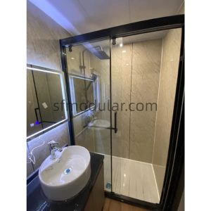 optional bathroom module inside a 40ft apple cabin