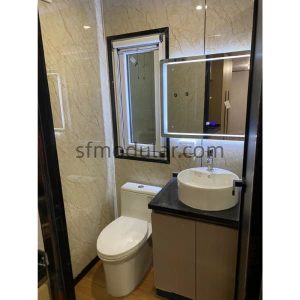 optional bathroom module inside a 40ft apple cabin
