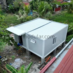 18 square meter modular studio home exterior with one door and two windows