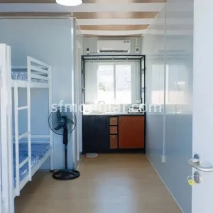 Interior room of mining camp accommodation with bunk bed for worker housing