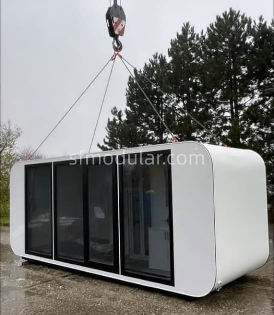 20ft apple cabin crane installation on site