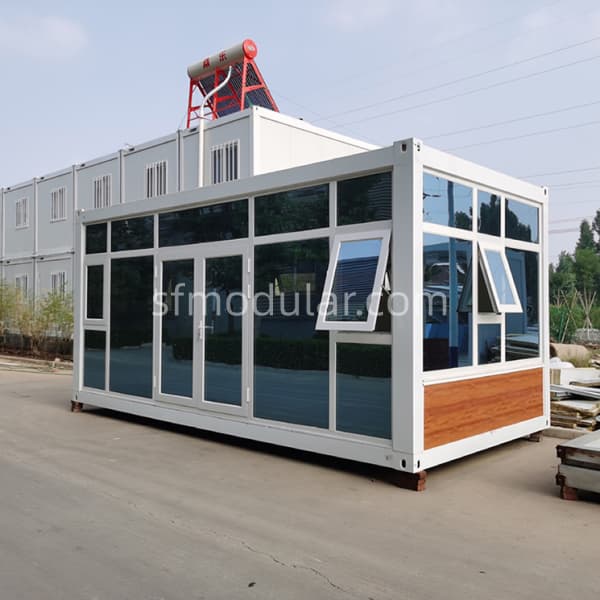 Glass front container house unit