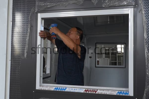 Window installation in prefab modular house