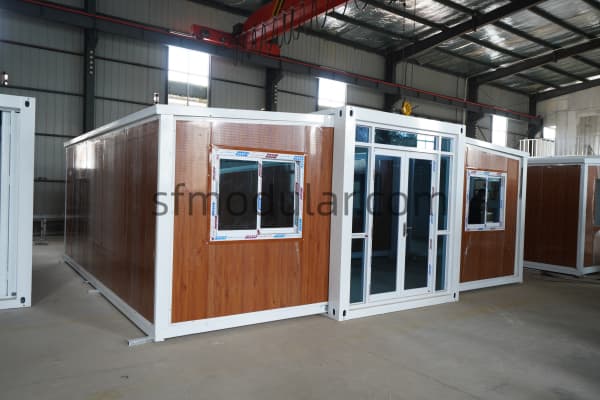 Finished modular unit inside factory workshop