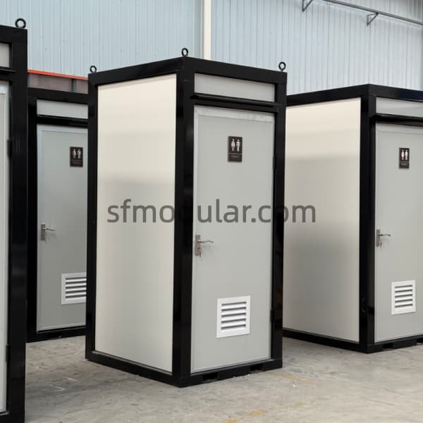 Mobile toilet unit exterior design with compact structure for outdoor temporary use