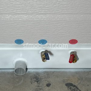 Water inlet and drainage connection detail for a backyard granny pod