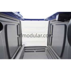Interior wall and floor structure of a portable toilet for events