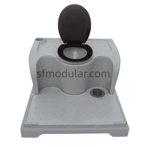 Toilet seat and base detail of standard portable toilet