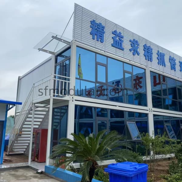 2 story modular office building with glass-front exterior