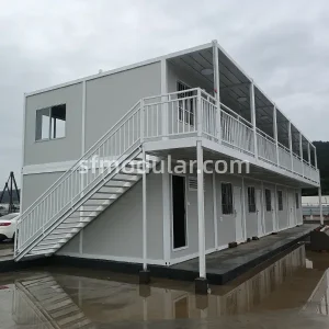 Large-scale construction site temporary housing complex built with Sunfine two-story modular container homes