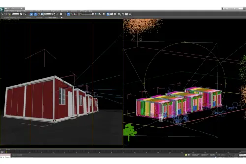 Container house 3D design model process for structural development