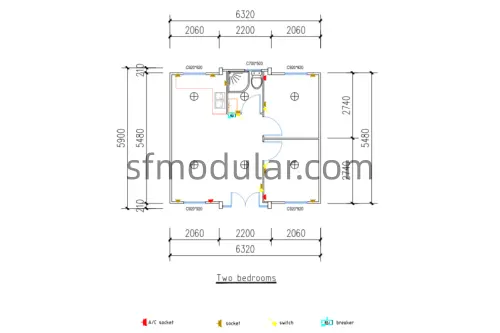 Container house electrical layout diagram and engineering drawing