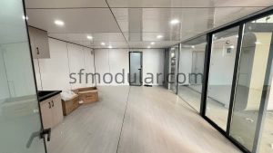Open interior space inside a prefabricated backyard studio