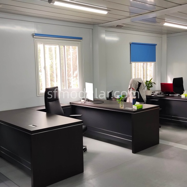 Open workspace inside a modern modular office building
