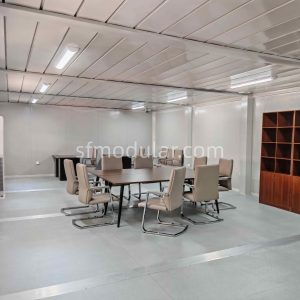 Conference room inside a 2 story modular office building