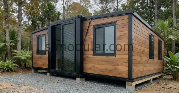Expandable container house used as a portable cabin for tourism accommodation