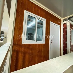 Mining camp accommodation room exterior with door and window for worker housing