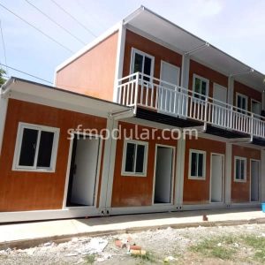 Portable mining camp accommodation front view with two-story worker housing layout