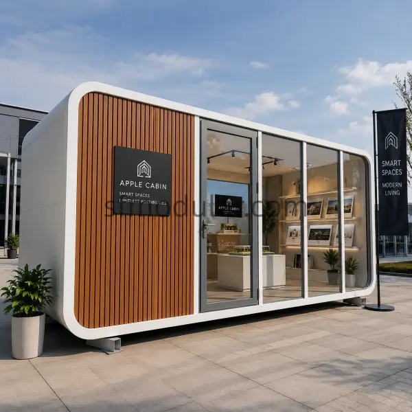 Apple cabin shop for high-end container coffee shop design