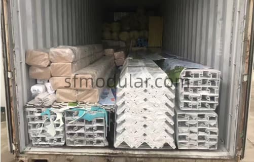 Quick assembly container house components packed inside shipping container