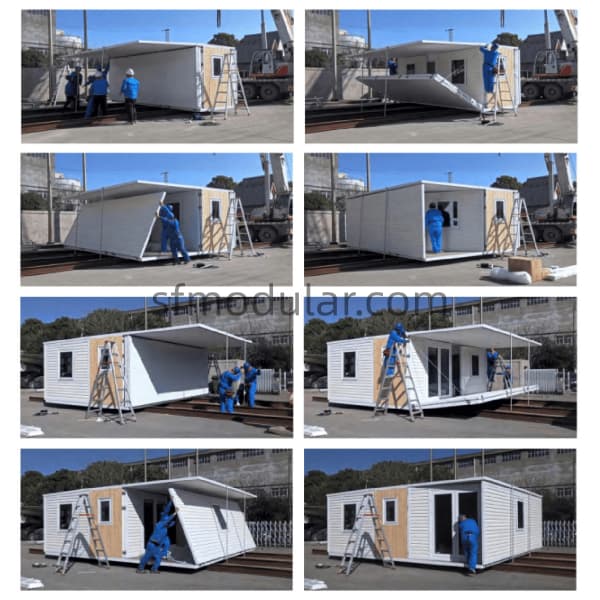 Flat roof expandable container house expansion process step by step