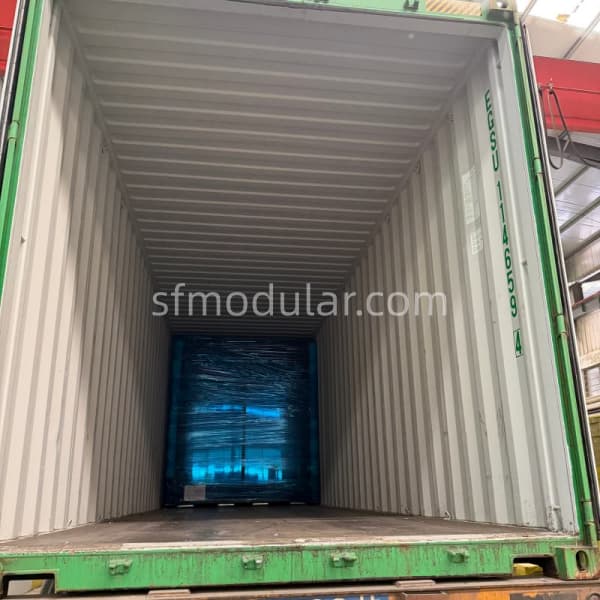 Granny pod placed inside shipping container for export delivery