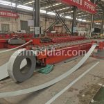 Steel coil processing area for flat pack container house manufacturing